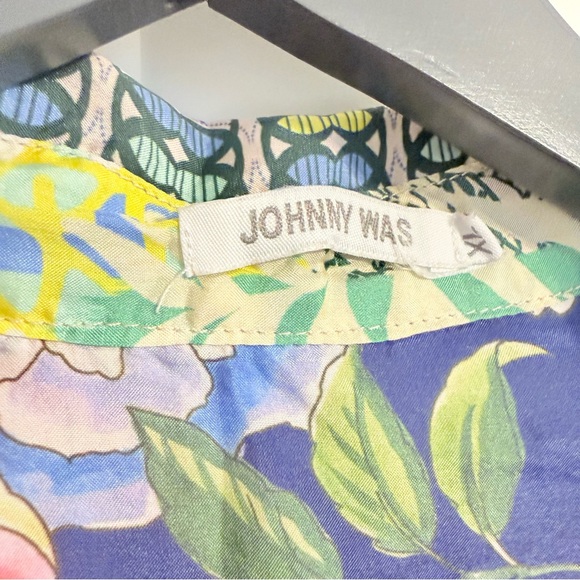 JOHNNY WAS Women’s XL Bordona Dubai Button Front Silk Tunic Top in Multi CP25 - Picture 5 of 8